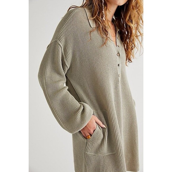People Beach Picnic Sweater Mini Dress - Picture 1 of 5